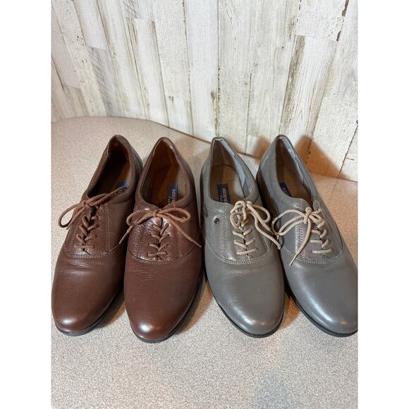2 pair Womens Easy Spirit Lace up Oxfords Gray and‎ Brown - Picture 1 of 11